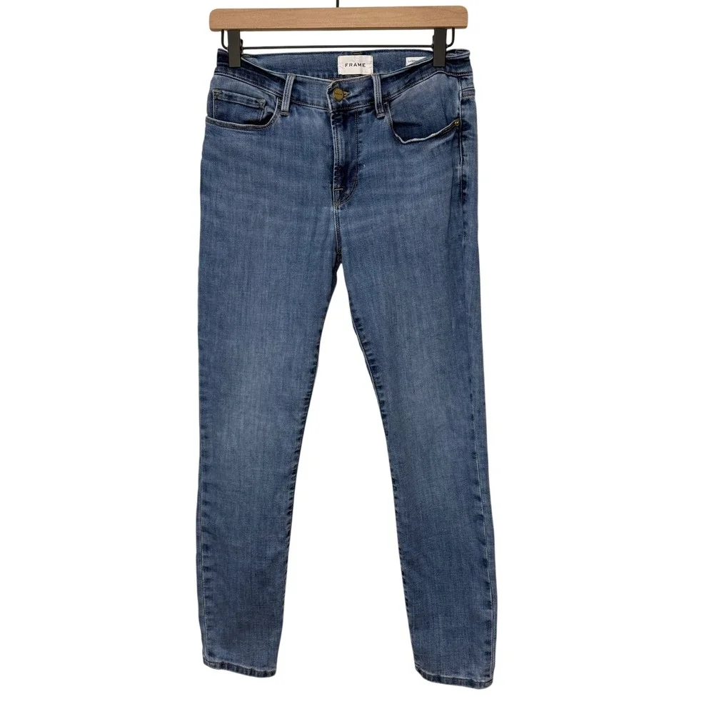 FRAME Women's Le Skinny de Jeanne‎ Crop Jeans Denim Blue Wash Size 28